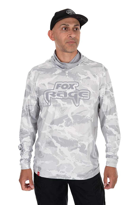 T-shirt technique avec capuche UV Fox Rage Camo clair