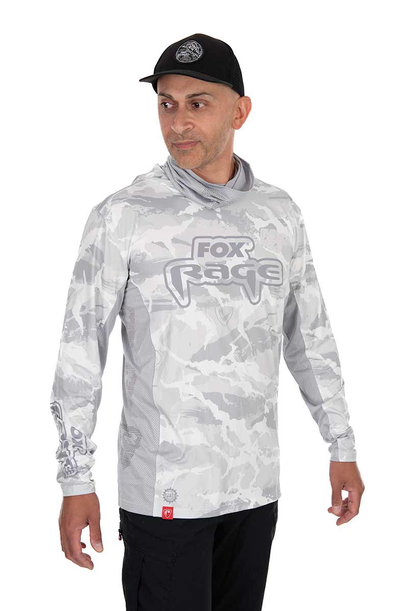 T-shirt technique avec capuche UV Fox Rage Camo clair