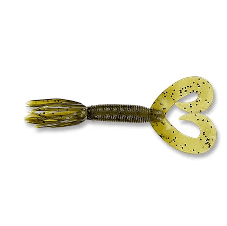 Leurre souple Yamamoto Double Tail Hula Grub 5" - 127 mm Vert Citrouille Noir