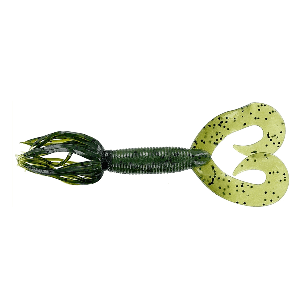 Leurre souple Yamamoto Double Tail Hula Grub 5" - 127 mm Watermelon Grand noir