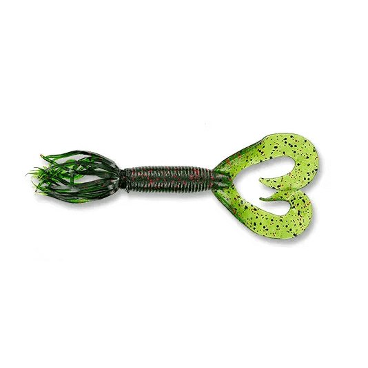 Leurre souple Yamamoto Double Tail Hula Grub 5" - 127 mm Watermelon Noir Rouge