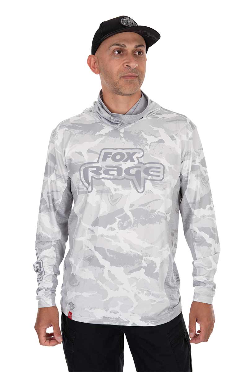 Camiseta técnica con capucha UV Fox Rage Light Camo - Tienda Bass